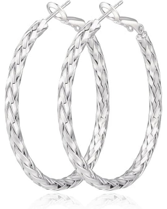 925 Sterling Silver Twisted Hoop Earrings