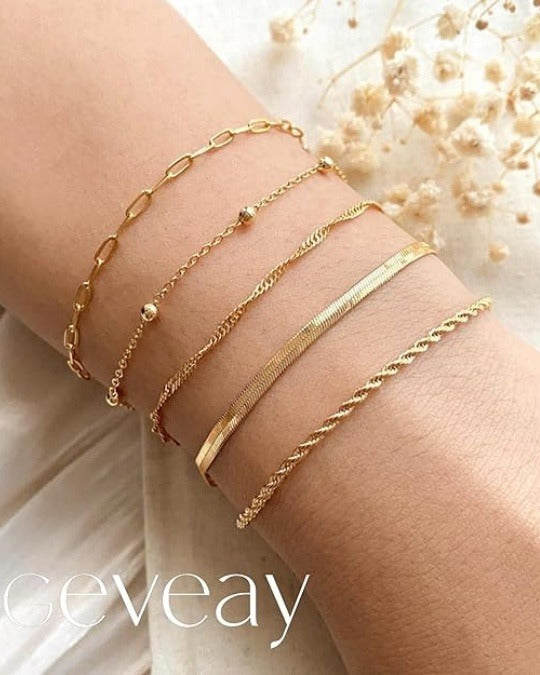 Gold Plated Stackable Bracelet Set for Women