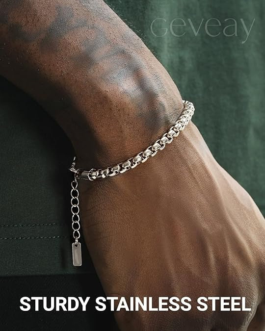 Men’s Silver Stainless Steel Cuban Link Bracelet Set