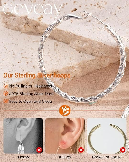 925 Sterling Silver Twisted Hoop Earrings